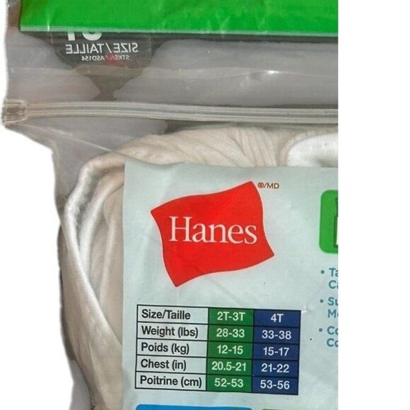 Hanes White Super Soft Toddler Boys Tagless Tanks 5 Pack / 2T-3T - Picture 3 of 3